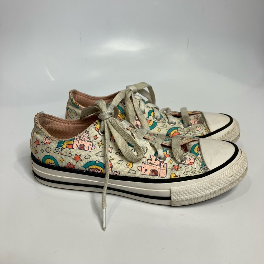 Converse all star Rainbow castles low top‎ sneakers white pink girls size 12